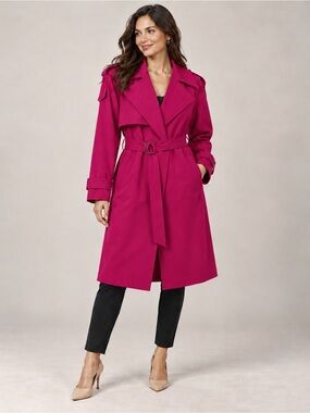 Michael Kors Women's Fuchsia Trench Coat with Belt